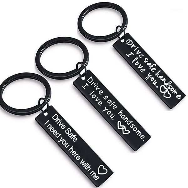 Keychains preto aço inoxidável acionamento seguro keychain bolsa de carros de carrm de casal namorada namorada fofa