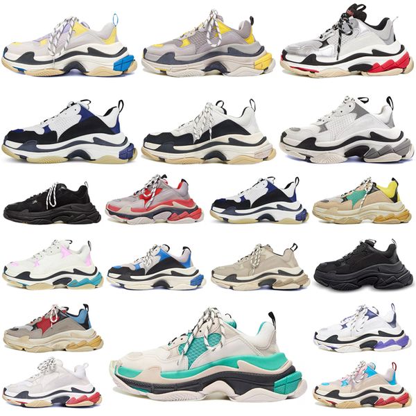 

2021 designer triple s platform sneakers for men women chaussures paris 17fw triple black cream yellow red casual shoes luxury shoes 3 s97t#