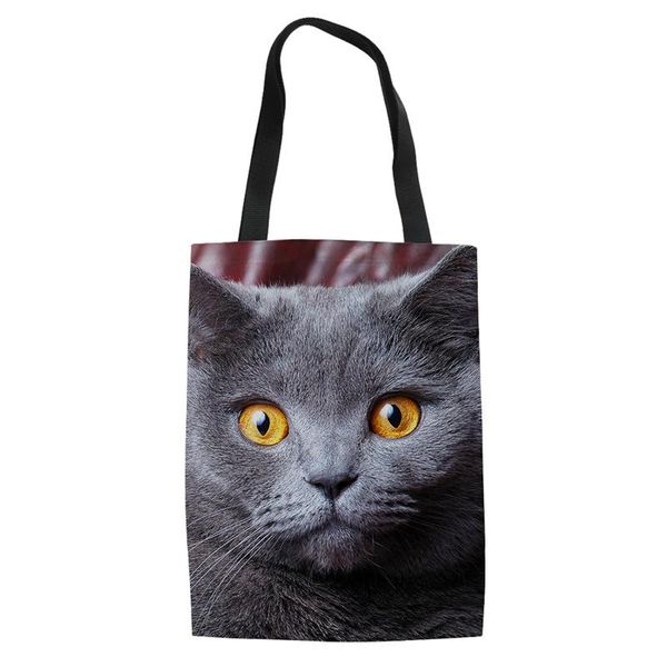 

canvas tote shoulder bag for teenage girls cute cat dog summer beach bolsa feminina linen reusable shopping bag handbag