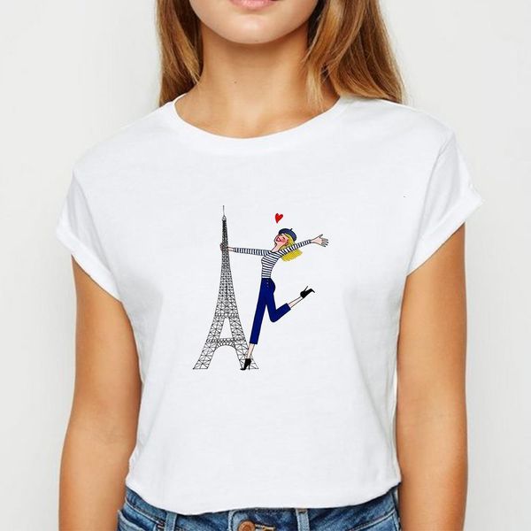 

new t shirt women paris girls tshirt spring summer oversize women's shirt hipster printing design ropa mujer o-neck t-shirts, White