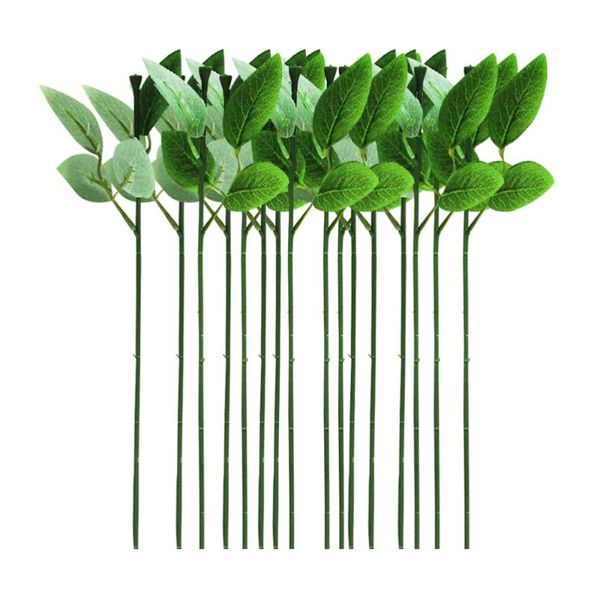 

30pcs rose flower stem single branch with leaves rose stem decorative