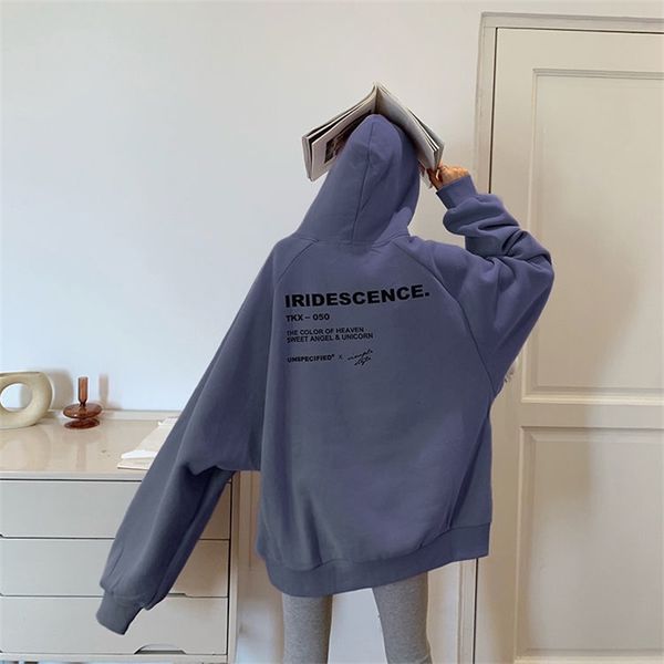 

plus velvet size harajuku hoodies women oversized sweatshirt kawaii clothes streetwear pullovers korean style 201202, Black