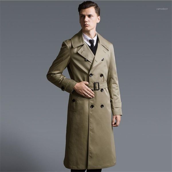 

men's trench coats male spring autumn slim england big size 6xl pea coat gentleman jackets as gift extra long trench1, Tan;black
