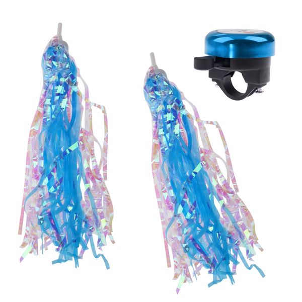 

kids children bicycle bike tricycle streamers handlebar grips tassels + bell