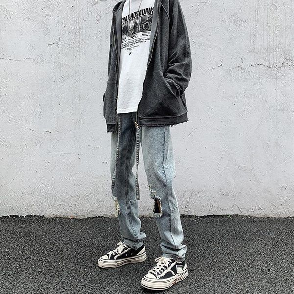 

men's harem pants man straight autumn new casual jeans mans 2020 korean collage hip hop korean streetwear jeans1, Blue