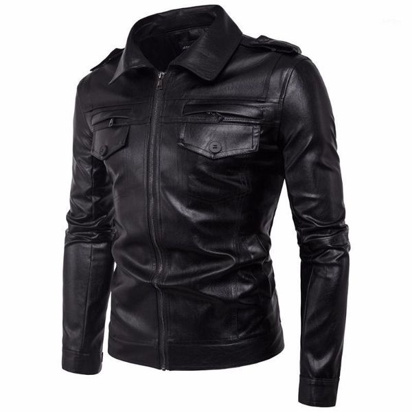 

new fashion men's motorcycle jacket men leather jacket chaqueta cuero hombre autumn winter coats m-5xl1, Black
