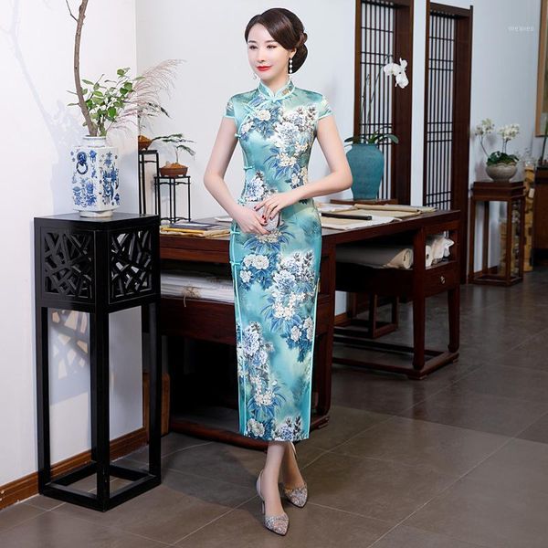 

oriental qipao print chinese dresses long cheongsam dress modern qipao dress chinese traditional vestido 4xl1, Red