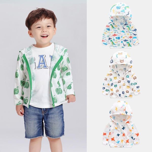 

baby boys summer sunscreen outerwear kids casual hooded jackets children boys girls sun protection clothes coat 1 to 6 t1, Blue;gray