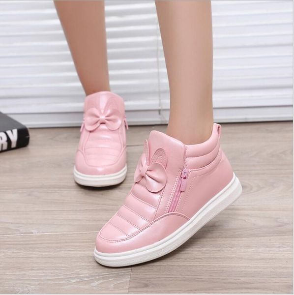 

children sneakers new spring autumn cute bow fashion princess girls kids soft casual single shoes, Black