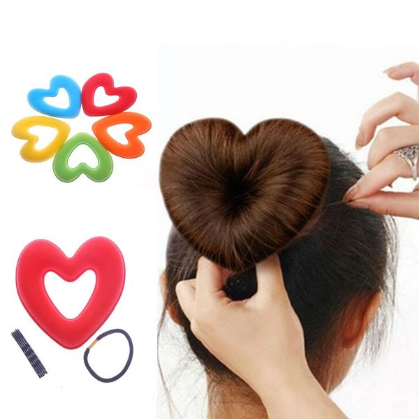 

1set hair donut bun heart maker magic foam sponge headwear disk hair device bun updo accesories hair tool