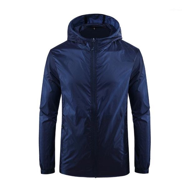 

thin summer men outdoor sun protection jacket solid color hooded clothing jacket anti uv windproof zipper cardigan casual1, Black;brown