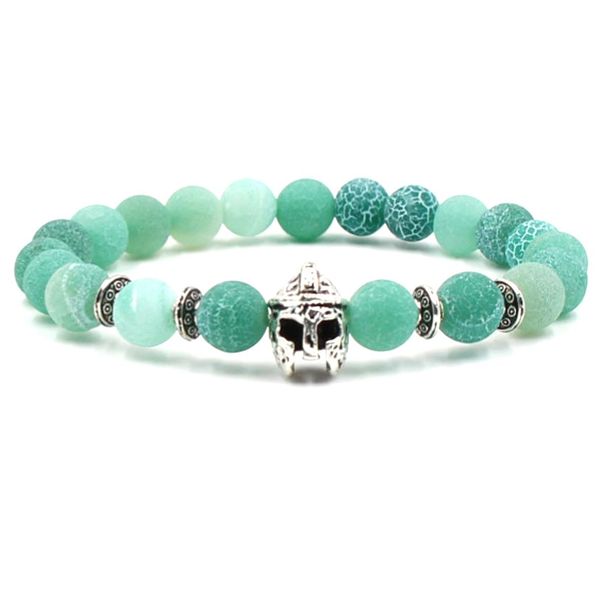 Braccialetto di pietra di agata Bracciale di perline di agata verde grigio Bracciale di armatura Yoga Chakra