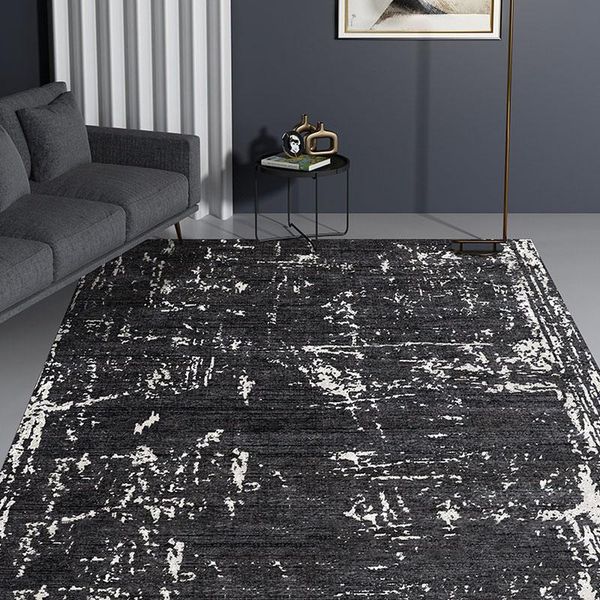 

nordic style carpet fashion black grey family living room bedroom bedside rug modern simple sofa table rectangle floor mat
