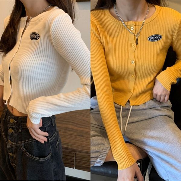 

edswc new autumn 2020 korean tight sleeve t-shirt cardigan over fashion short women's jacket pants long t-shirt pants tight pantstights, White;black