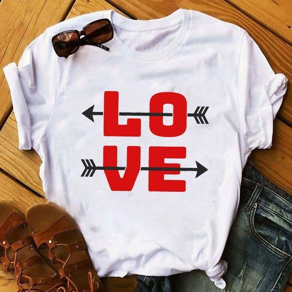 

love heart print t рубашка женщины с коротким рукавом о шеи свободные футболки женщины tee рубашка топы женская одежда camisetas mujer, White