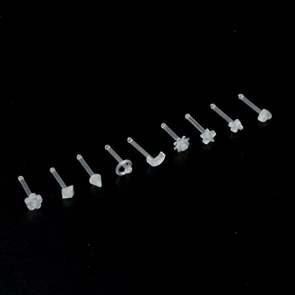 

10pcs/lot bioplast labret flexible nose bone ring labret lip ring earring eyebrow ring nose studs body piercing jewelry 20g q jllwuz, Silver