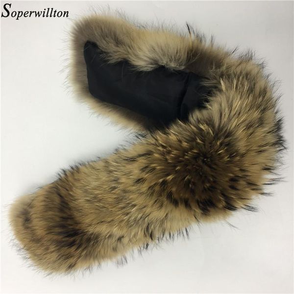

scarves soperwillton luxury 60-90cm real fur scarf collar women winter coat raccoon shawl warm neck warmers, Blue;gray