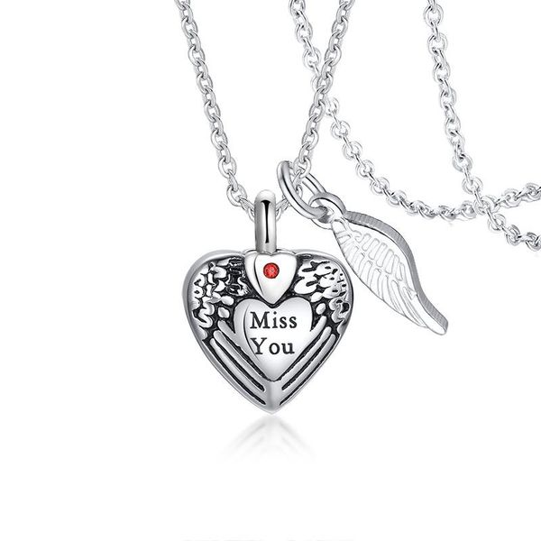 

vnox fashion heart urn cremation necklace for ashes keepsake gifts your wings were ready my heart was not sqcsys new_dhbest, Silver