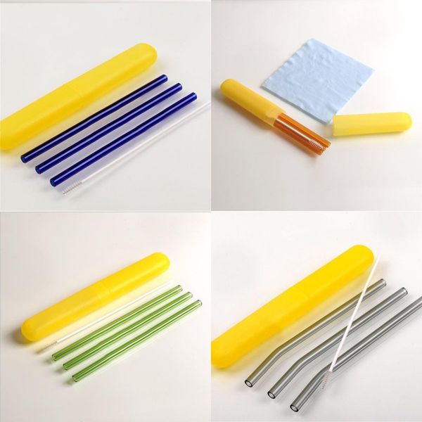 

heat resistant juice straws kits glass pure color clear drinking straw suit with storage box for cool drinks shop 5 8sh e1