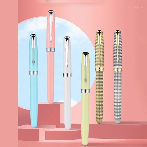 

jinhao retro metal fountain pen ink pen set bronze silver black fine nib beautiful texture office school supplies writing1