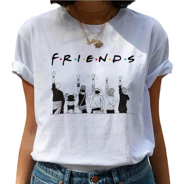 

one piece harajuku t рубашки женщины смешные мультфильм луффи футболки ullzang японские аниме thirts 90s графические kawaii top tees женщина, White