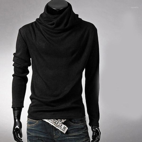 

new fashion men clothes tees men turtleneck black t-shirt casual t shirt solid color long sleeve slim fit t shirt1, White;black