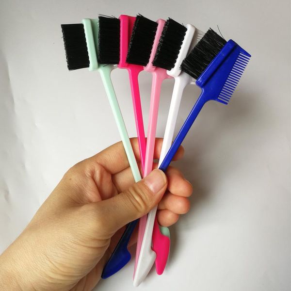 

new products edge control doubel sided hair brush comb smooths edges hair styling salon professional accessories q bbyism, Silver