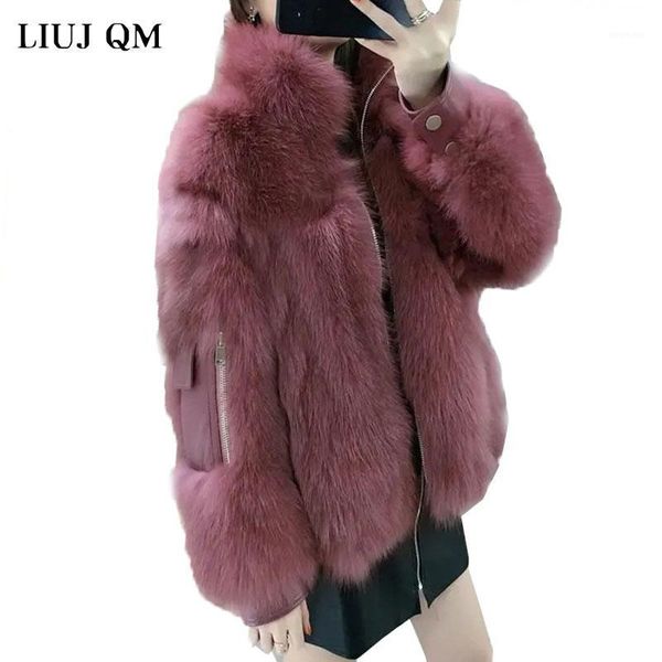 

2021winter women's faux fur coat warm female sheepskin jacket lamb coat artificial fur short parka zipper bomber jacket coats1, Black