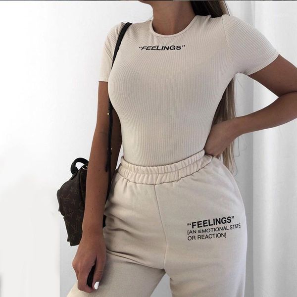 

women's jumpsuits & rompers 2021 white knit embroidery letter short sleeve bodysuits women clothes spring fashion skinny bodysuit, Black;white