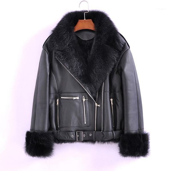 

double natural coat women winter faced wool liner jacket female vintage short real fur coats sheep shearing jackets 96631, Black