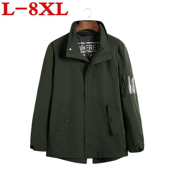 

men's trench coats 10xl 8xl big size plus brand clothing bomber fashion spring casual manteau homme elastic jacket, Tan;black