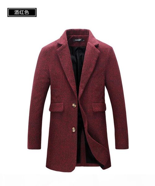 

2016 autumn new men's windbreaker jacket long section of men's business casual slim lapel solid color men's large size coat t, Tan;black