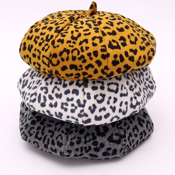

мода caps leopard hat берет winter hat зима женщины теплая, Blue;gray