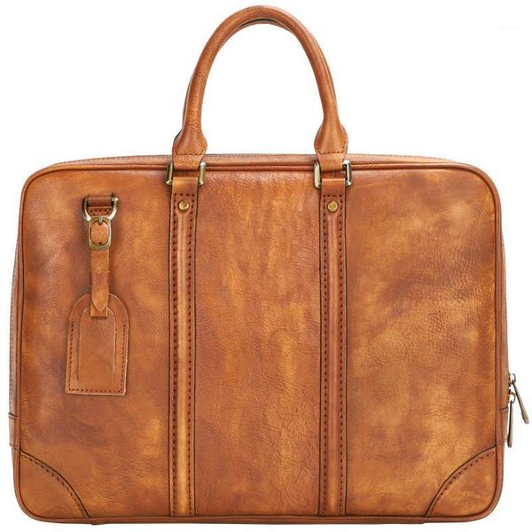 

briefcases customized fashion vintage genuine leather shoulder bag lapbriefcase men1