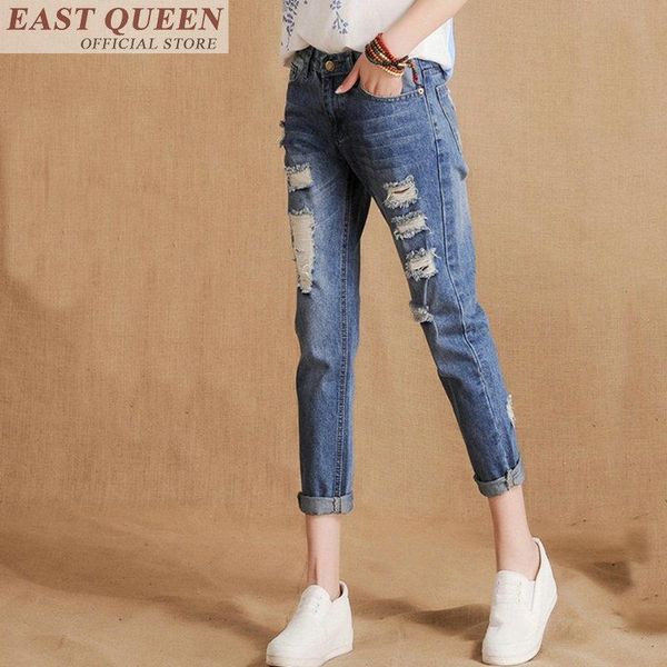 

womens jeans with side pocket jeans boyfriend women pants cowboy fashion broken hole denim new feeling clothing ff686 a, Blue