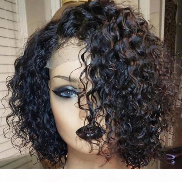 

парик человеческих вьющихся волос фронт шнурка парики для женщин черных прозрачного hd lace virgin бразильского glueless дешевые полного шну, Black;brown