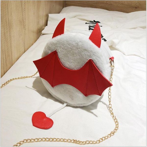 

funny fashion circle shape plush bag circular ladies handbag chain purse shoulder bags teenager girls crossbody messenger bag