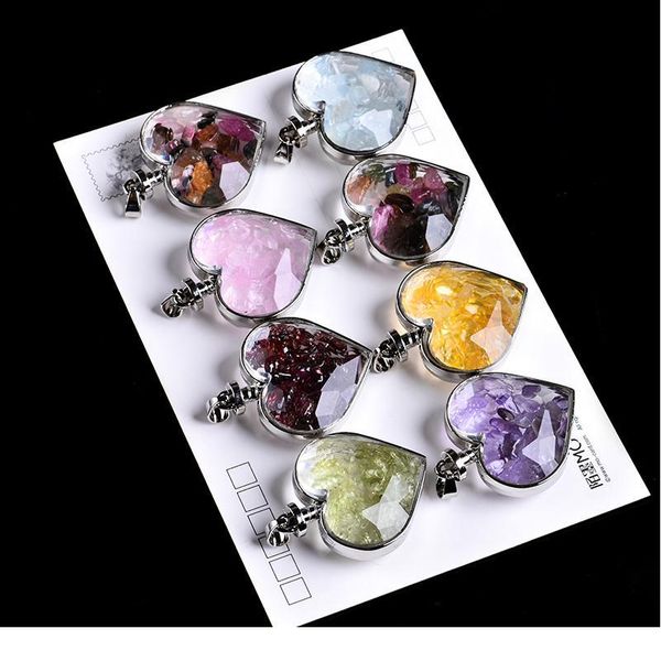 

1pc natural crystal mineral ornament wishing bottle heart pendant guardian fashion couple pendant necklace pendant gift qylrnj, Black