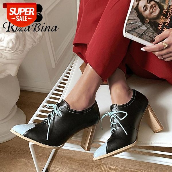 

rizabina women pumps mixed color daily fashion cross-tied patchwork lacing shoes women fashion casual mujer zapatos size 32-42 #ur69