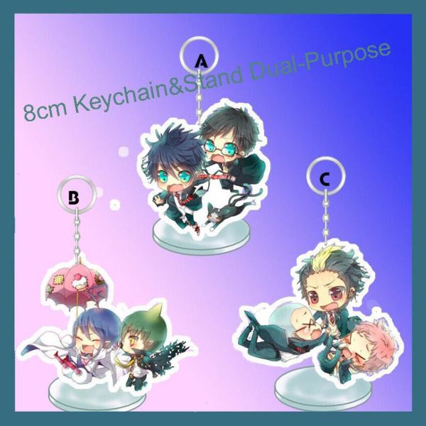 

factoryxx4fno factoryurfvao dual anime blue purpose keychain stand exorcist okumura rin 8cm6l3p, Silver