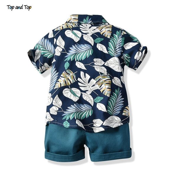 

and hawaiian summer toddler newborn baby boy gentleman outfits short sleeve printed shirt+shorts bebe 2 pcs suit y200323, White