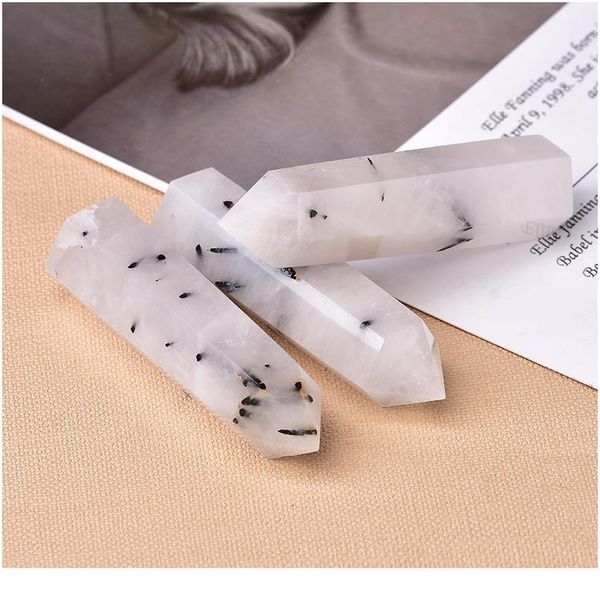 

8-10cm natural crystal black tourmaline quartz point tower healing stone hexagonal obelisk wand treatment stone diy qylybg