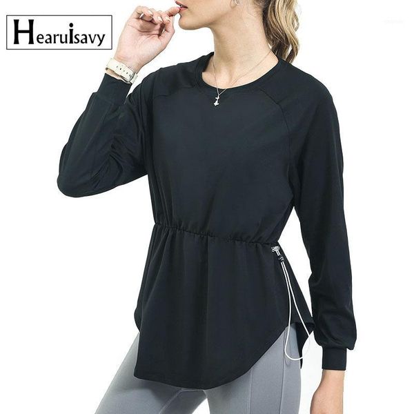 

yoga outfits loose women workout sport shirt quick dry fitness thumb hole gym running solid training long sleeve1, White;red