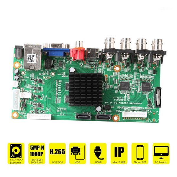 

kits 6 in 1 4/8ch ahd-h 1080p ahd-n 5mp dvr surveillance security cctv recorder hybrid board for analog ahd cvi tvi ip1, Black;white