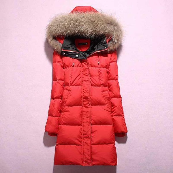 

women's down & parkas long jacket hooded autumn winter coat women racoon fur collar women's jackets 2021 doudoune femme kj10201, Black