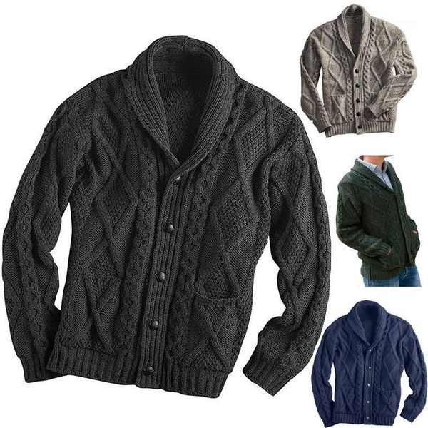 

men's sweaters men's wool cardigan knitting pattern lapel single breasted solid thicken warm winter stretchy soft casual male swea, White;black