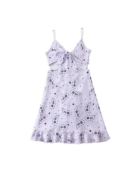 

2021 new cowboy-style cashew lavender-colored ruffles dress up the knee girdle of spaghetti v-neck hollow out dresses r8ex, Black;gray