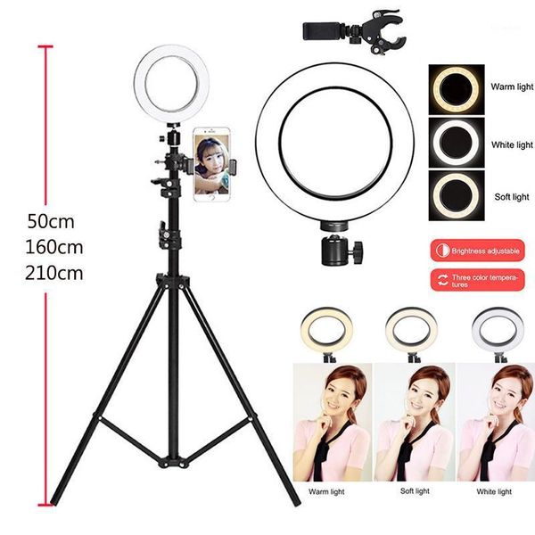 

flash heads 26cm pography studio youtube video ring lamp makeup lights with tripod phone holder usb plug dimmable led selfie light1
