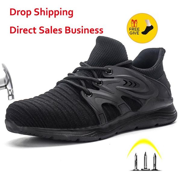 

xpuhgm brand drop shipping men's and women steel toe anti smashing safety protective shoes men puncture proof work shoes sneaker, Black