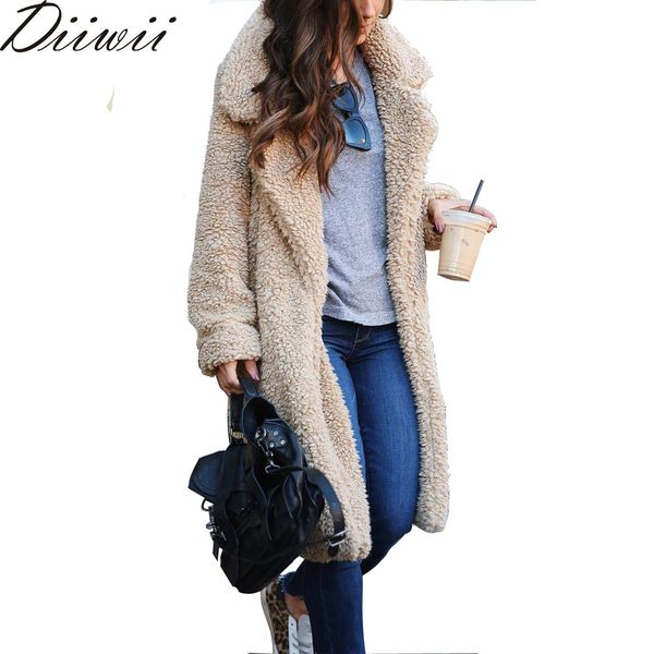 

diiwii new style long sleeved lapel for women ln autumn winter on length jacke tkeep lj201128, Black
